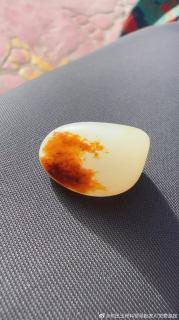 收藏款新疆和田玉籽料原石,真皮真色红柚皮 完整一口气 独籽玩料 黄白