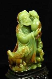 寿山艾叶绿洞石 寿山稀有,绝矿艾叶绿 "瑞狮伴罗汉,仙果惠童蒙" 13