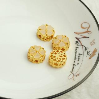 沙金包金保色仿和田玉四叶草十字通孔隔珠 diy手工饰品配件串散珠